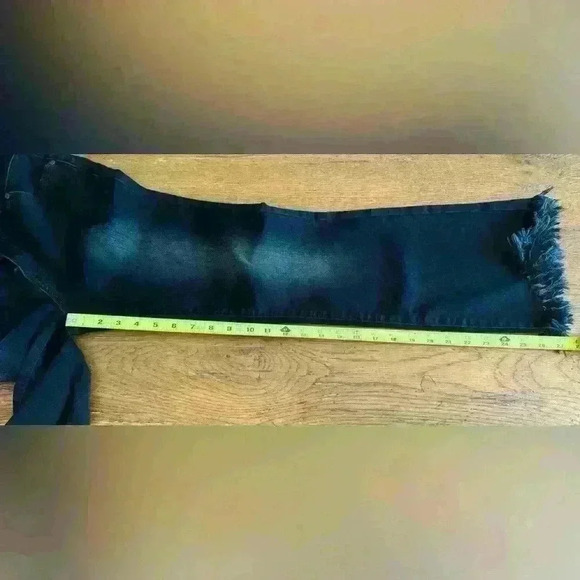 Women’s Peppered Denim black pants fringe ankle hem size 26 zip closure - Picture 14 of 15